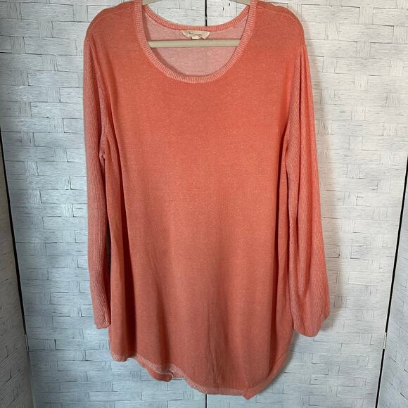 Two by Vince Camuto women’s lightweight sweater orange coastal grandma plus size - Picture 1 of 10